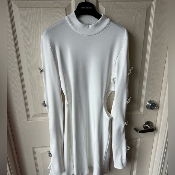 MACH & MACH Crystal-Embellished Ribbed Cotton Mini Dress - Picture 4 of 7